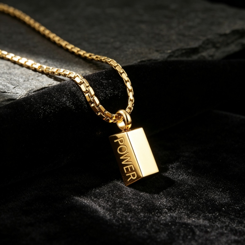 14K Gold “POWER” Pendant Necklace – Bold & Timeless