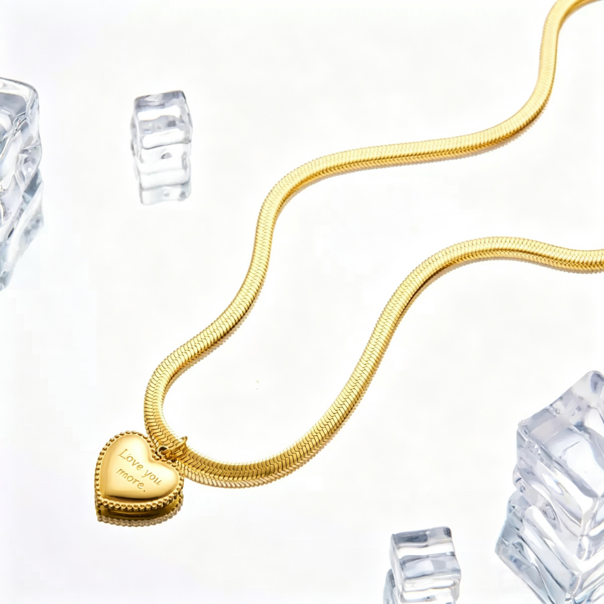 14K Gold 'Love You More' Heart Pendant Necklace