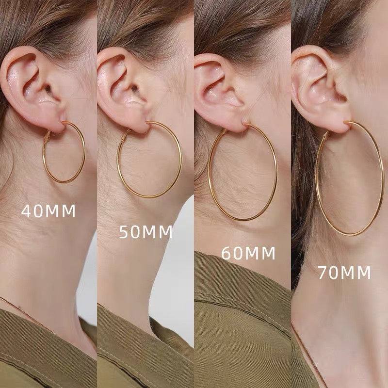 Thin Hoop Earrings-14K Gold