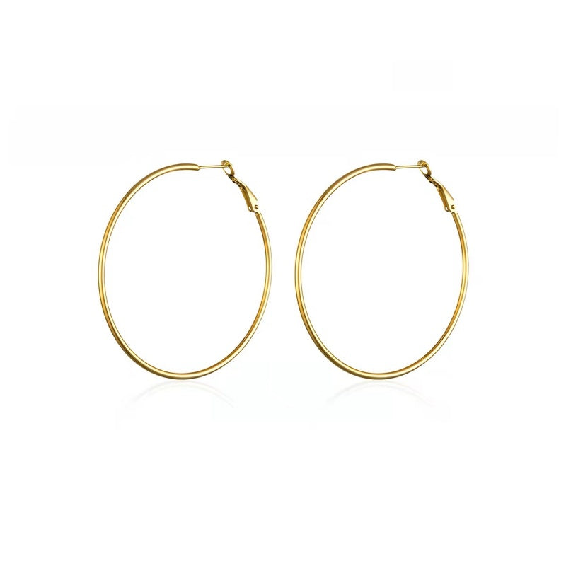 Thin Hoop Earrings-14K Gold