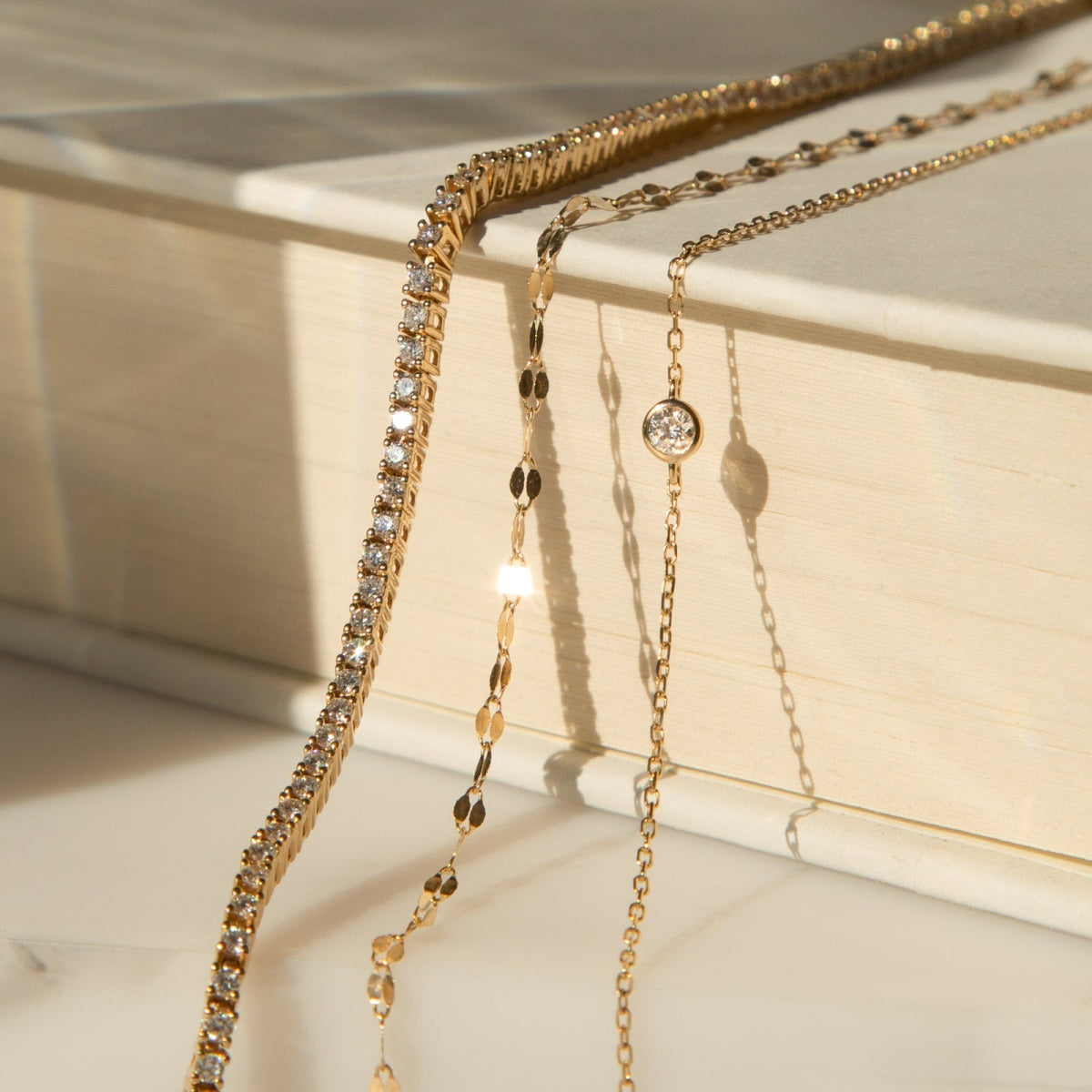 14K Gold Petal Chain Bracelet