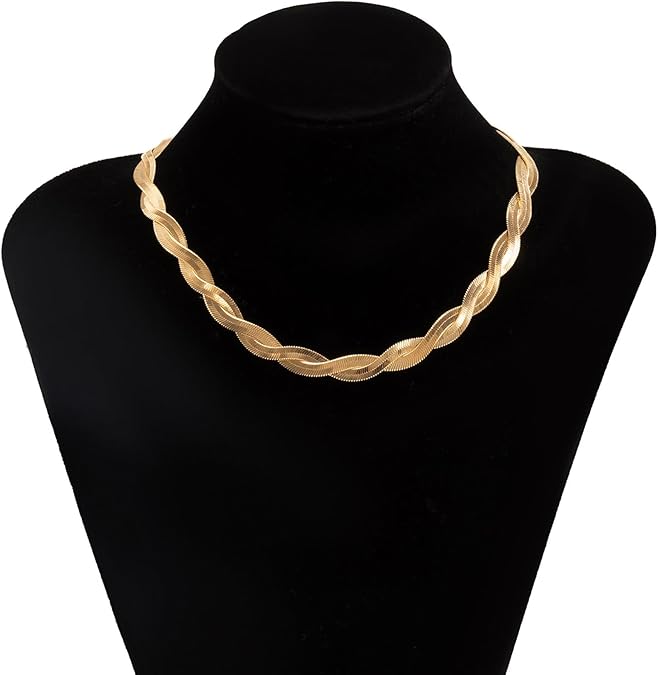 Twisted Herringbone Braided Chain Necklace