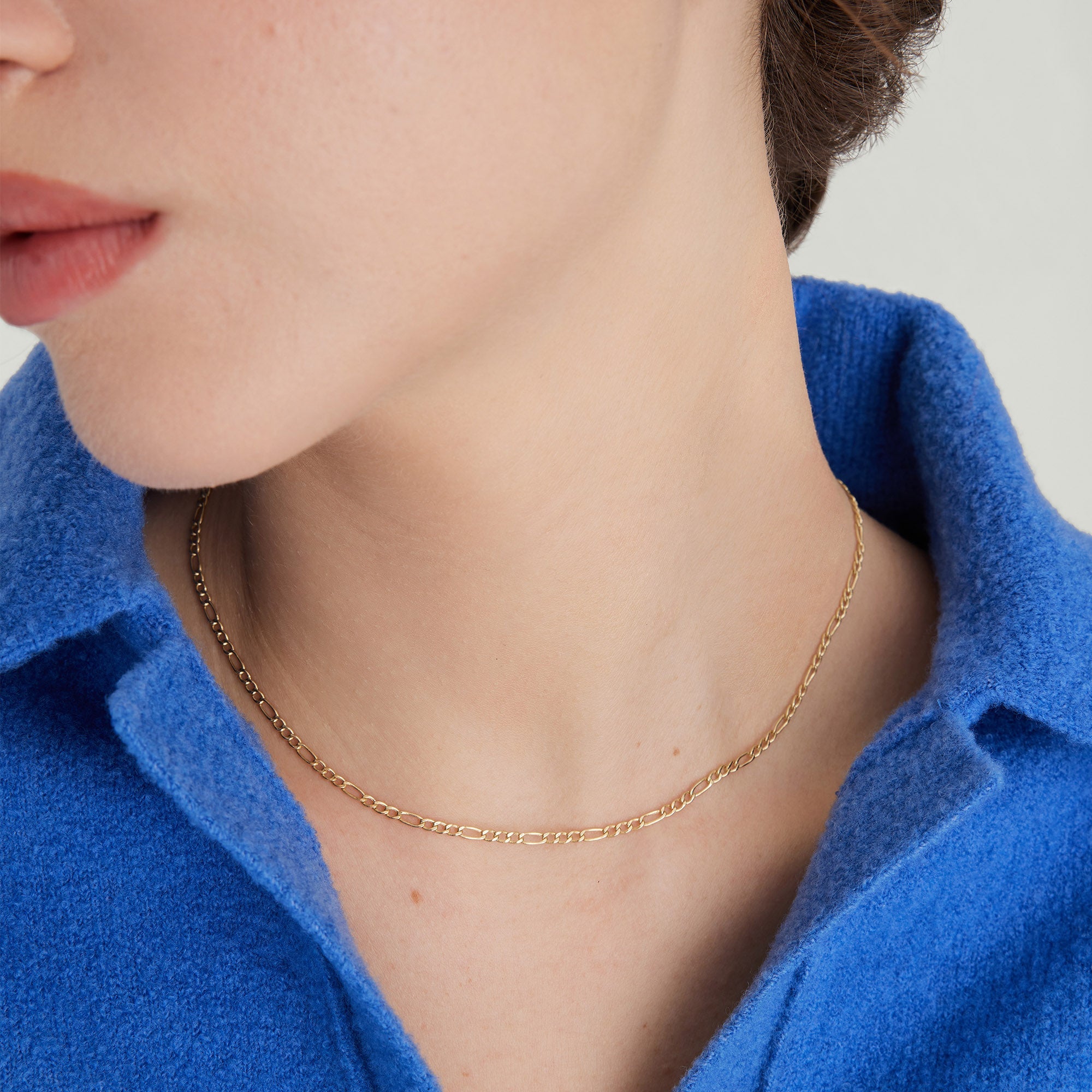 Thin Figaro Necklace in 14K Gold