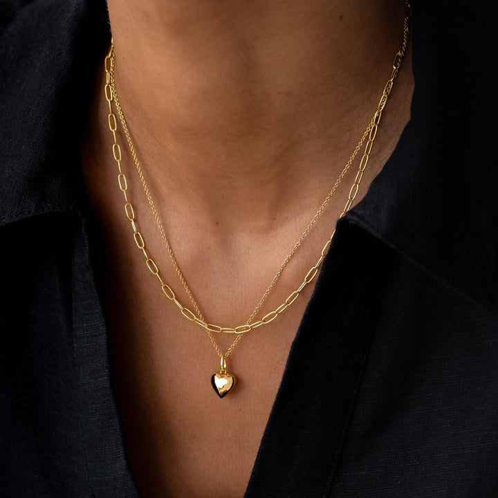 14K Gold Puffed Heart Necklace