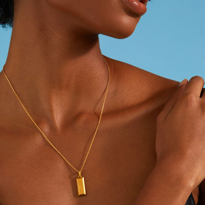 14K Gold Bar Pendant Necklace — Bold, Modern & Eye-Catching