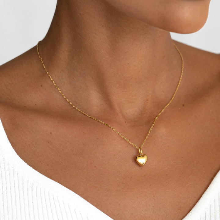 14K Gold Puffed Heart Necklace