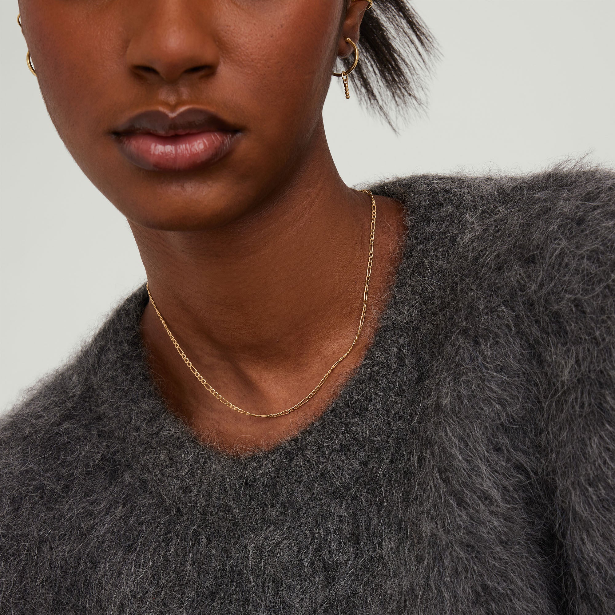Thin Figaro Necklace in 14K Gold