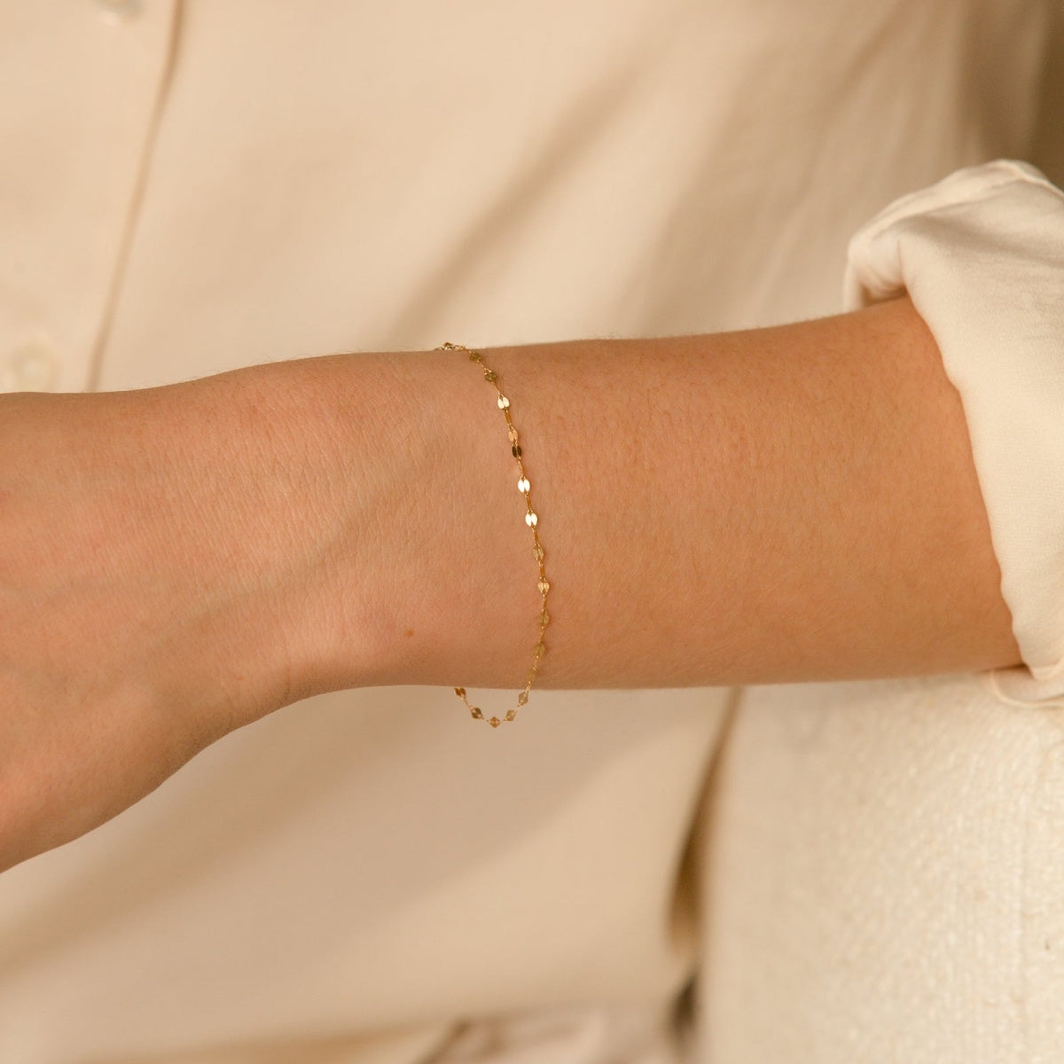 14K Gold Petal Chain Bracelet