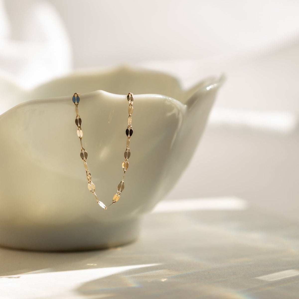 14K Gold Petal Chain Bracelet