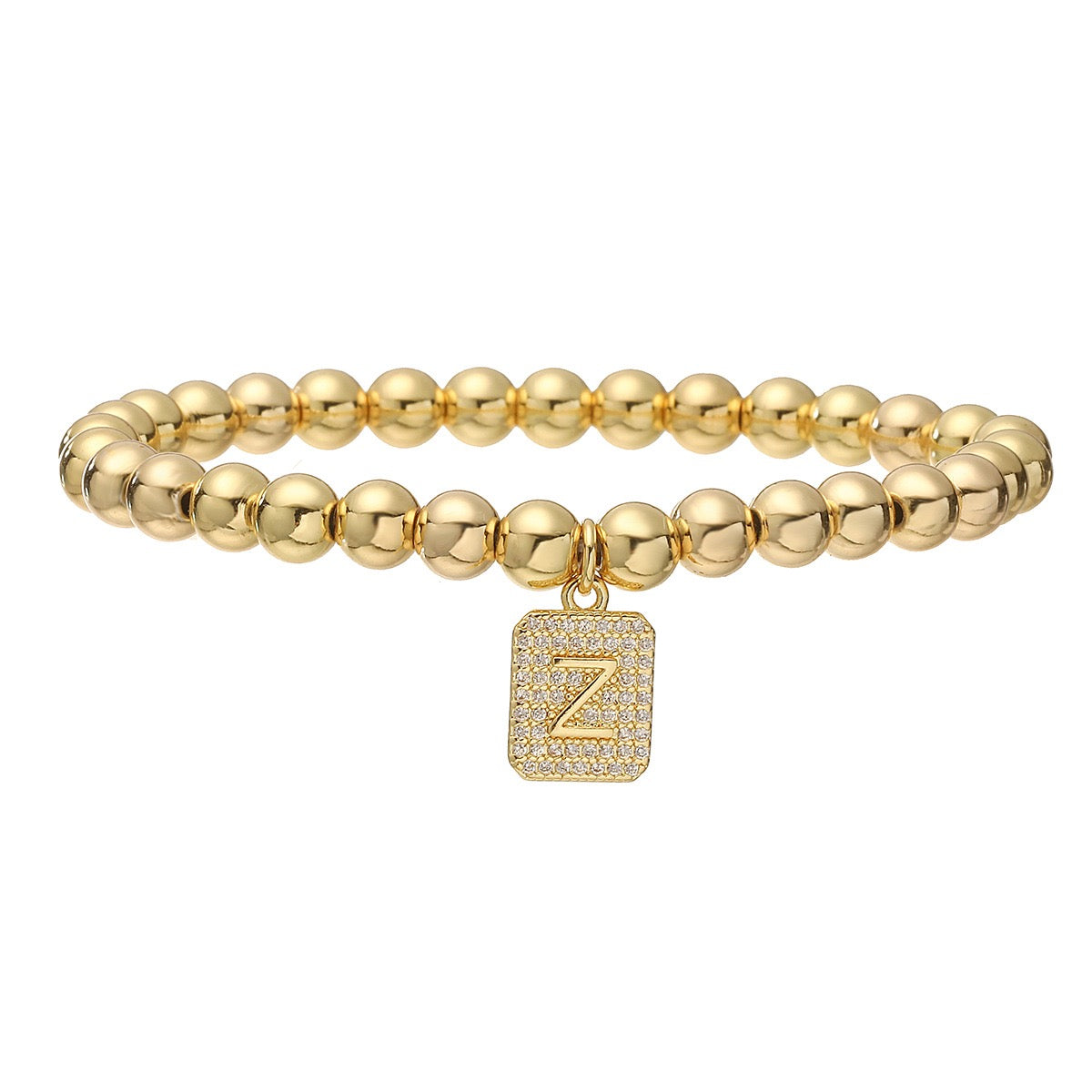 14K Gold Bead Initial Bracelet (6mm)