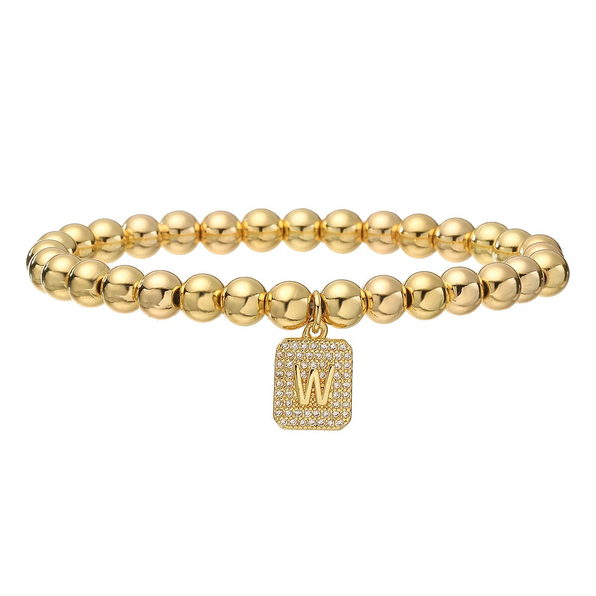 14K Gold Bead Initial Bracelet (6mm)