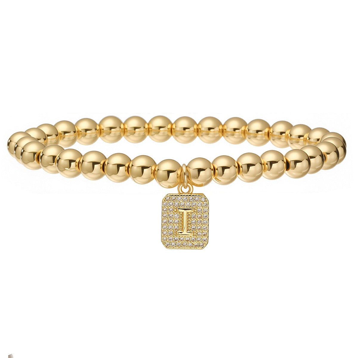 14K Gold Bead Initial Bracelet (6mm)