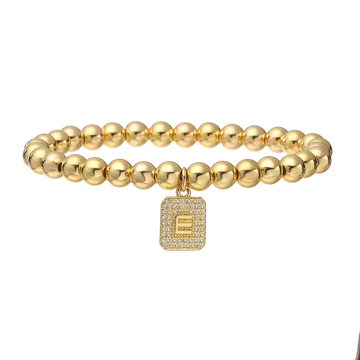 14K Gold Bead Initial Bracelet (6mm)