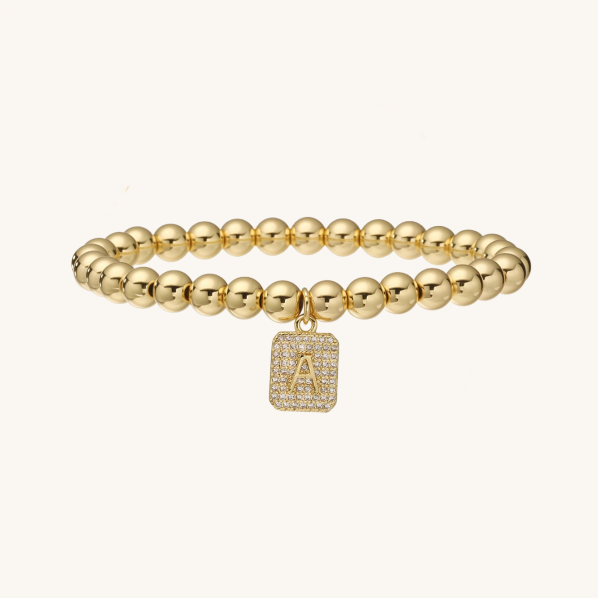 14K Gold Bead Initial Bracelet (6mm)