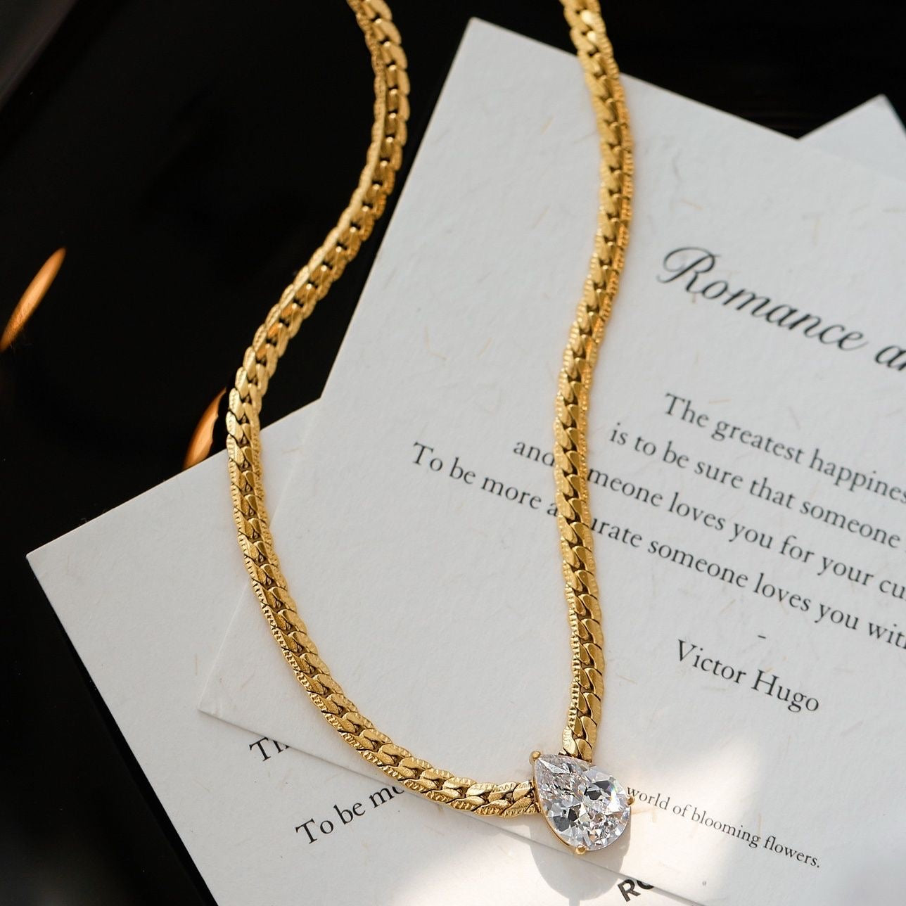 14K Gold Pear-Cut Zircon Necklace