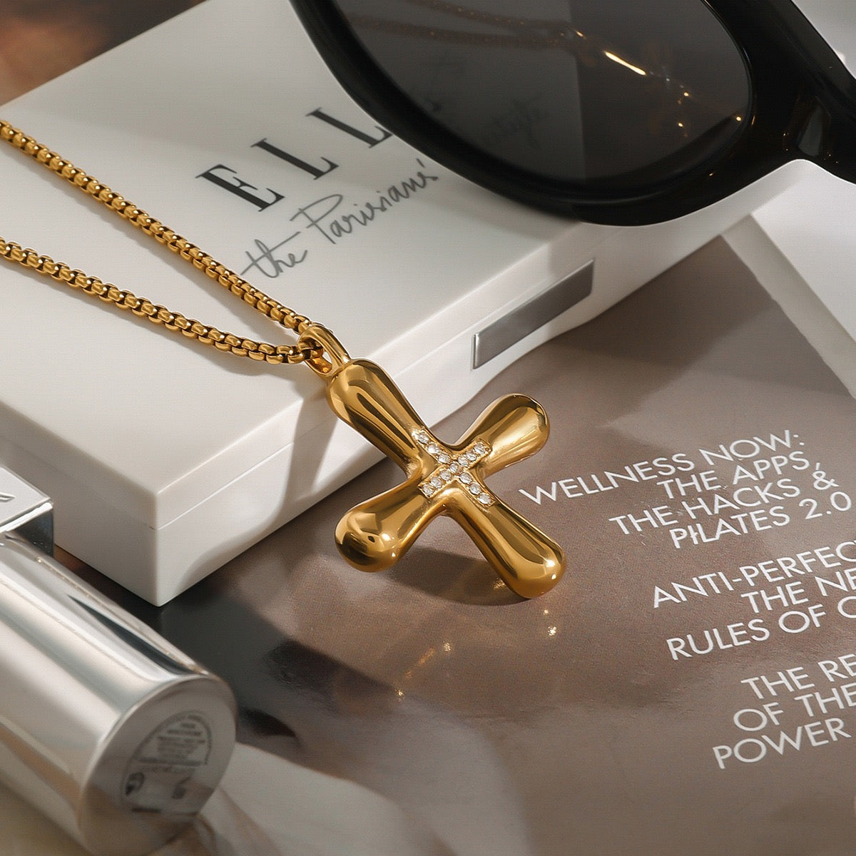 14K Gold Cross Pendant Necklace