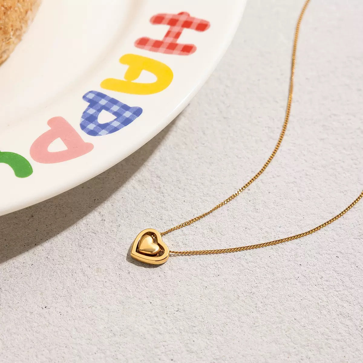 14K Gold Double Heart Necklace