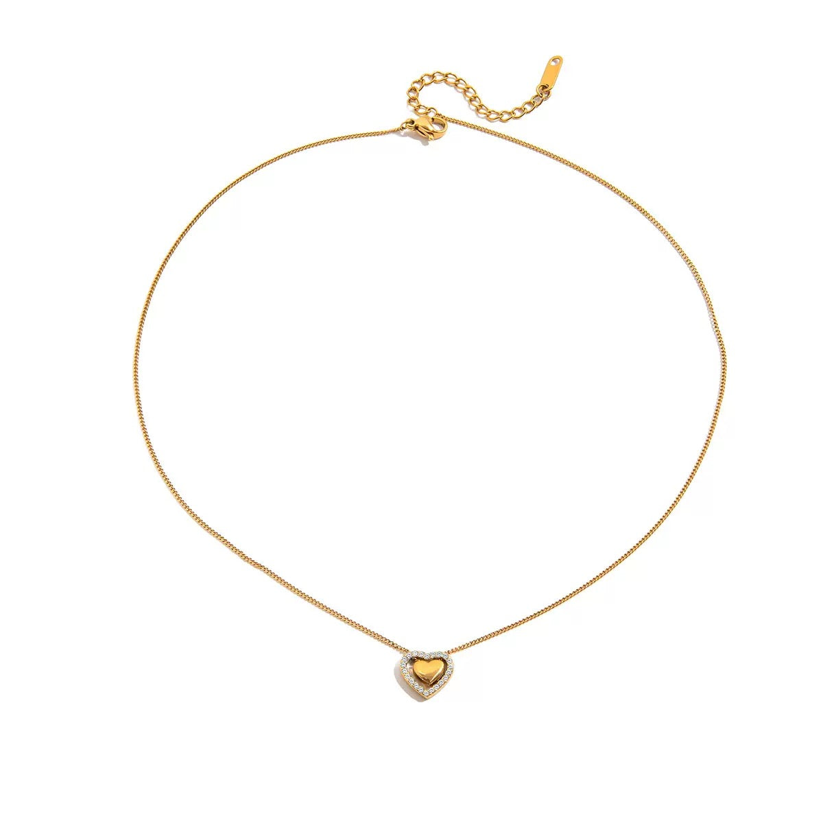 14K Gold Double Heart Necklace