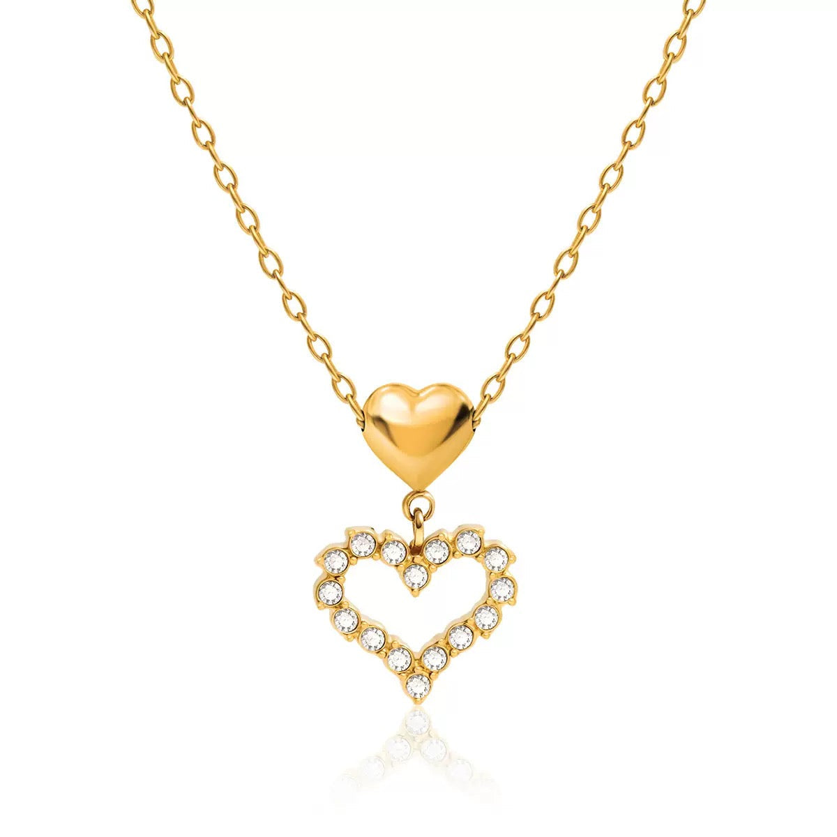 14K Gold Double Heart Necklace#2