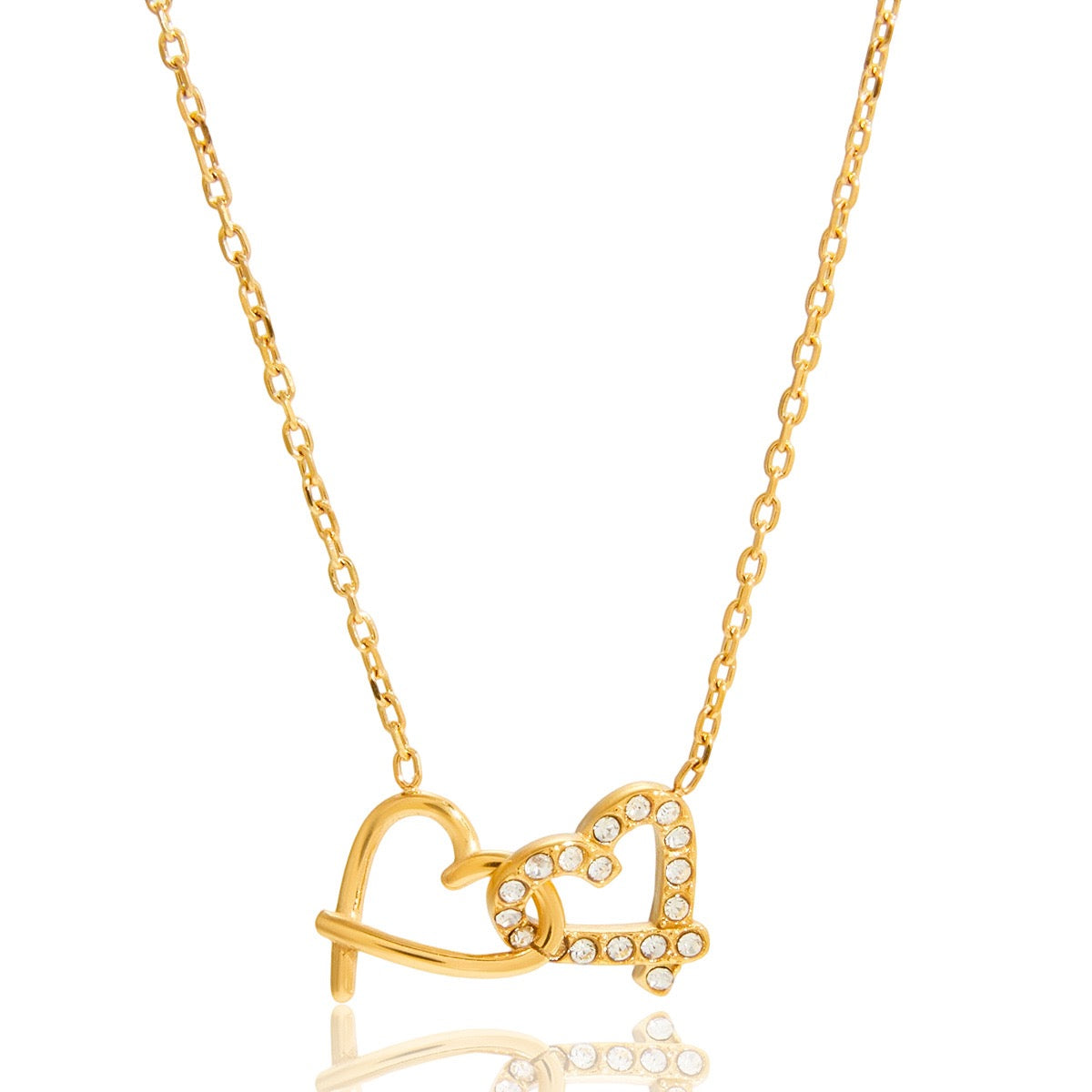 14K Gold Double Heart Necklace#3