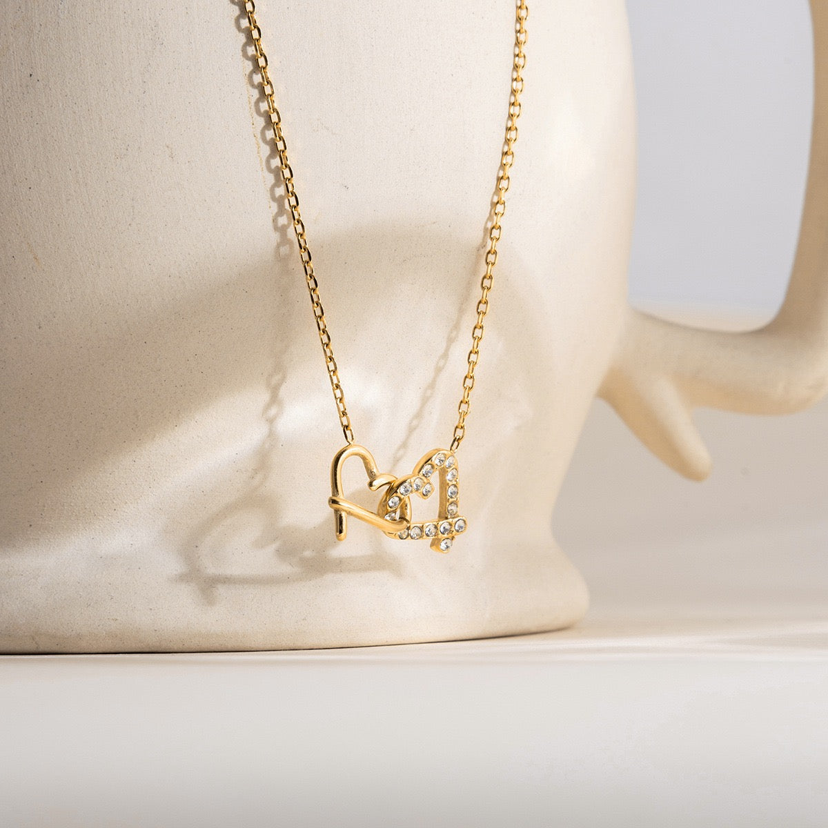 14K Gold Double Heart Necklace#3