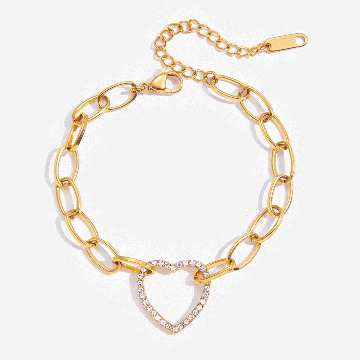 Geometric Heart Charm Gold Bracelet