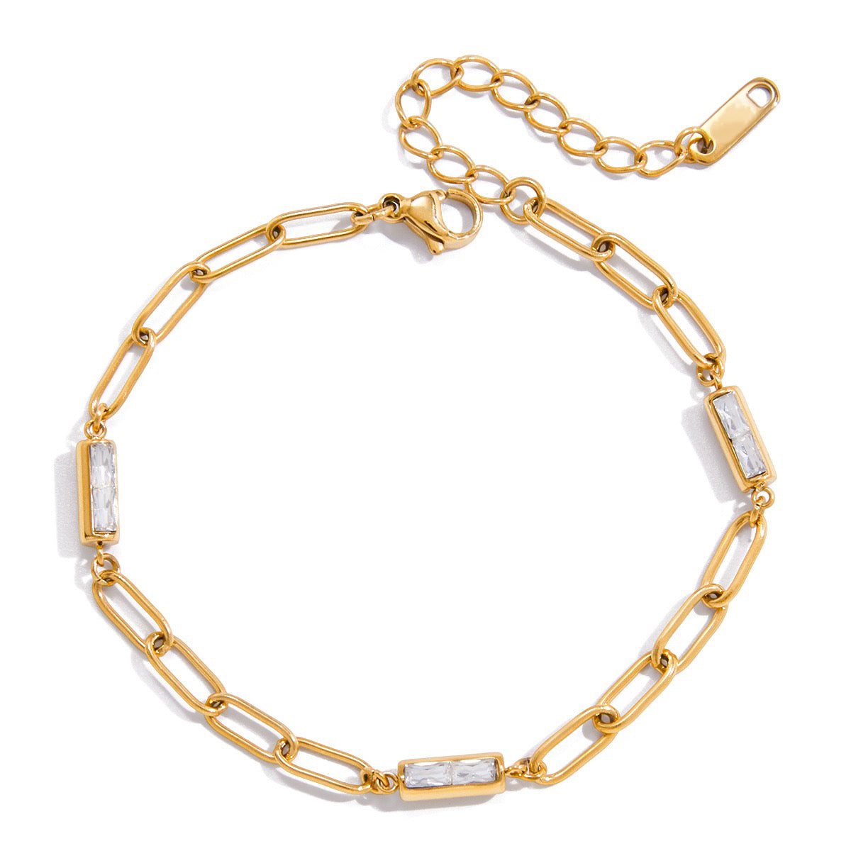 14K Gold CZ Paperclip Bracelet – Elegant &Edgy#2