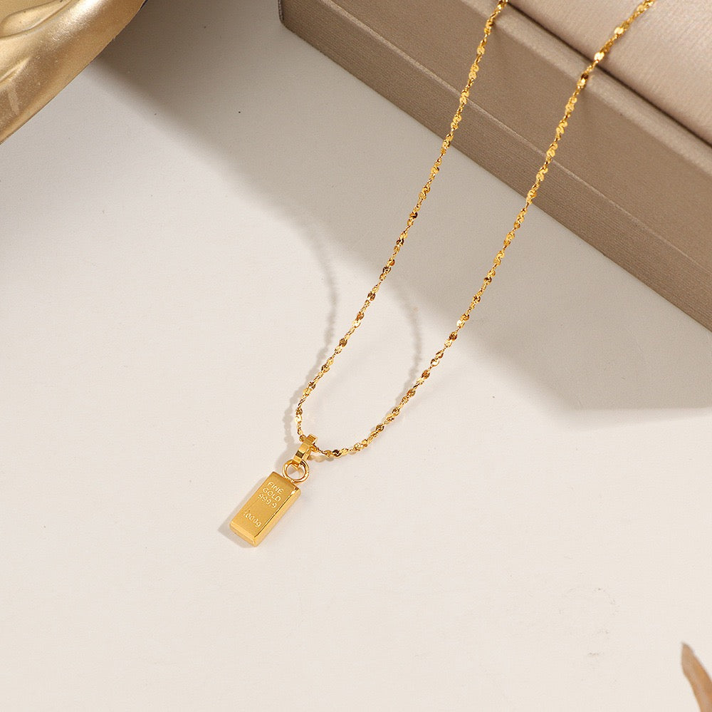 14K Gold Bar Petal Chain Necklace-Mini