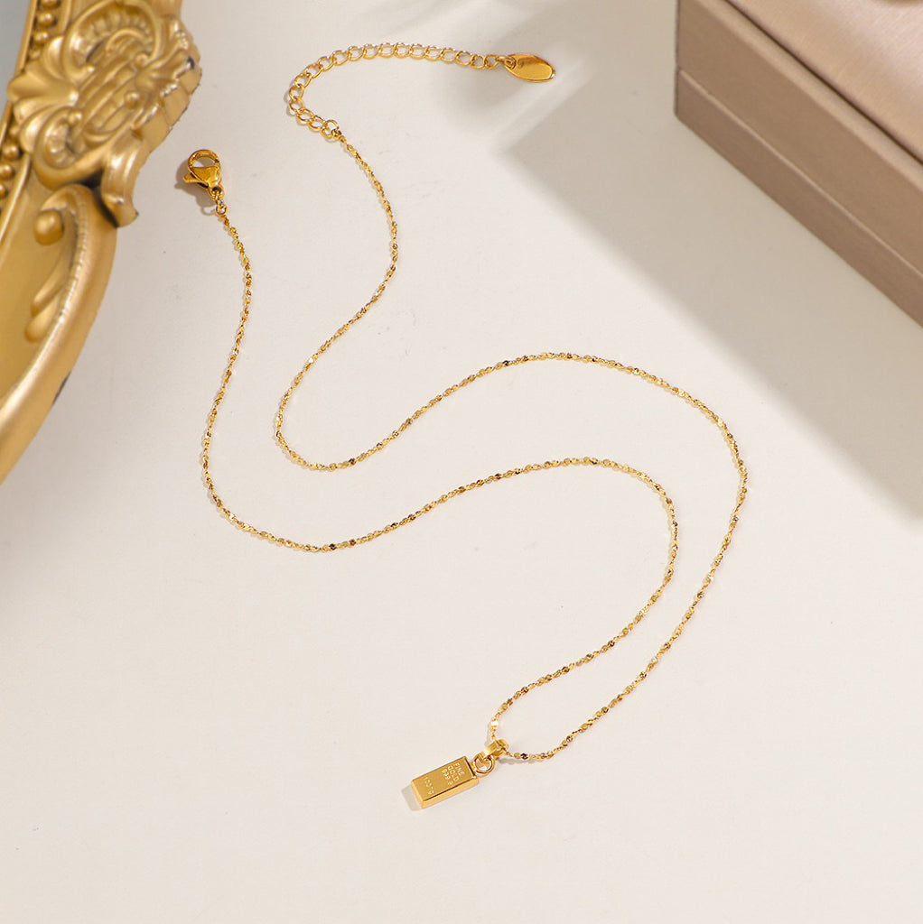 14K Gold Bar Petal Chain Necklace-Mini