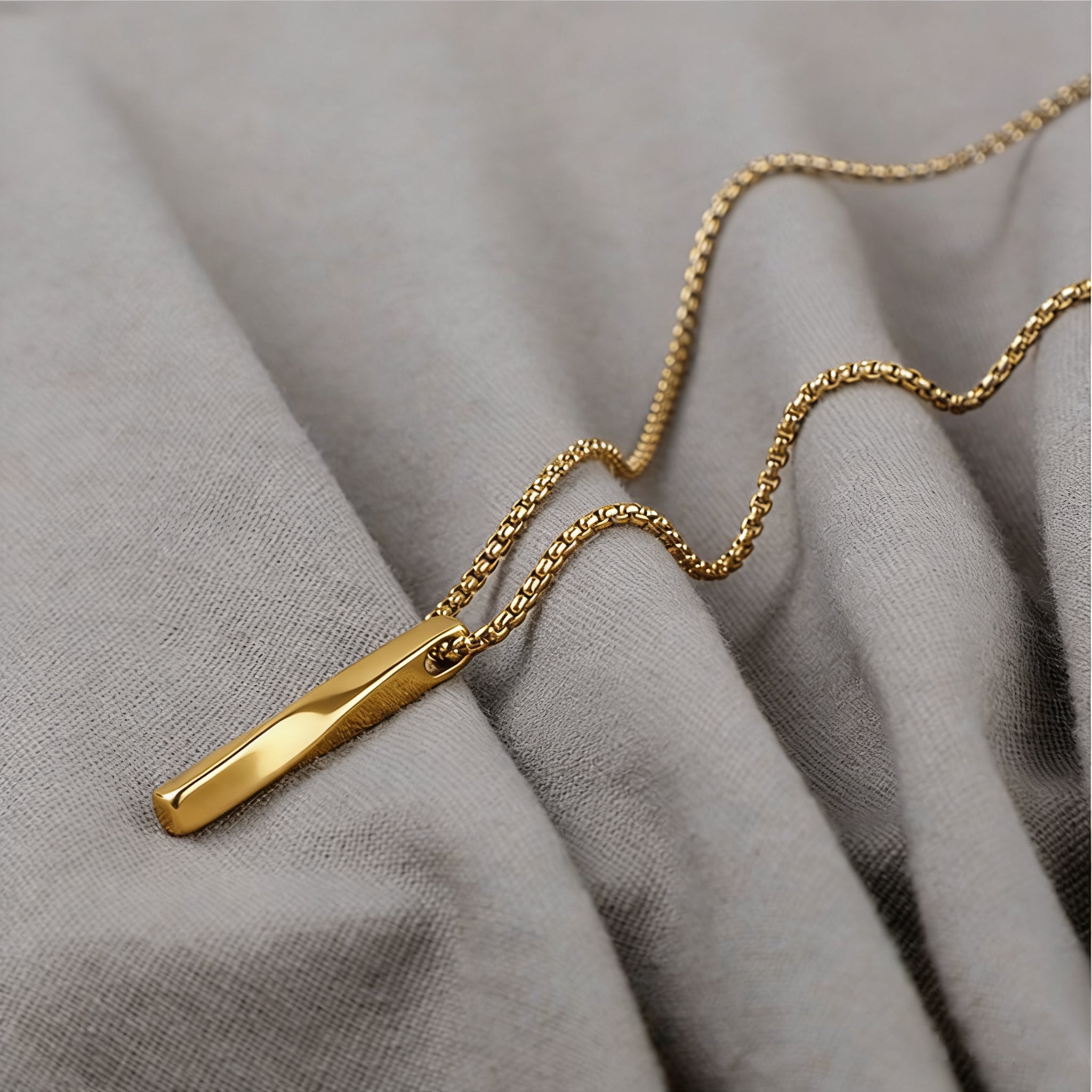 14K Gold Spiral Bar Pendant Necklace--Effortless Everyday Elegance