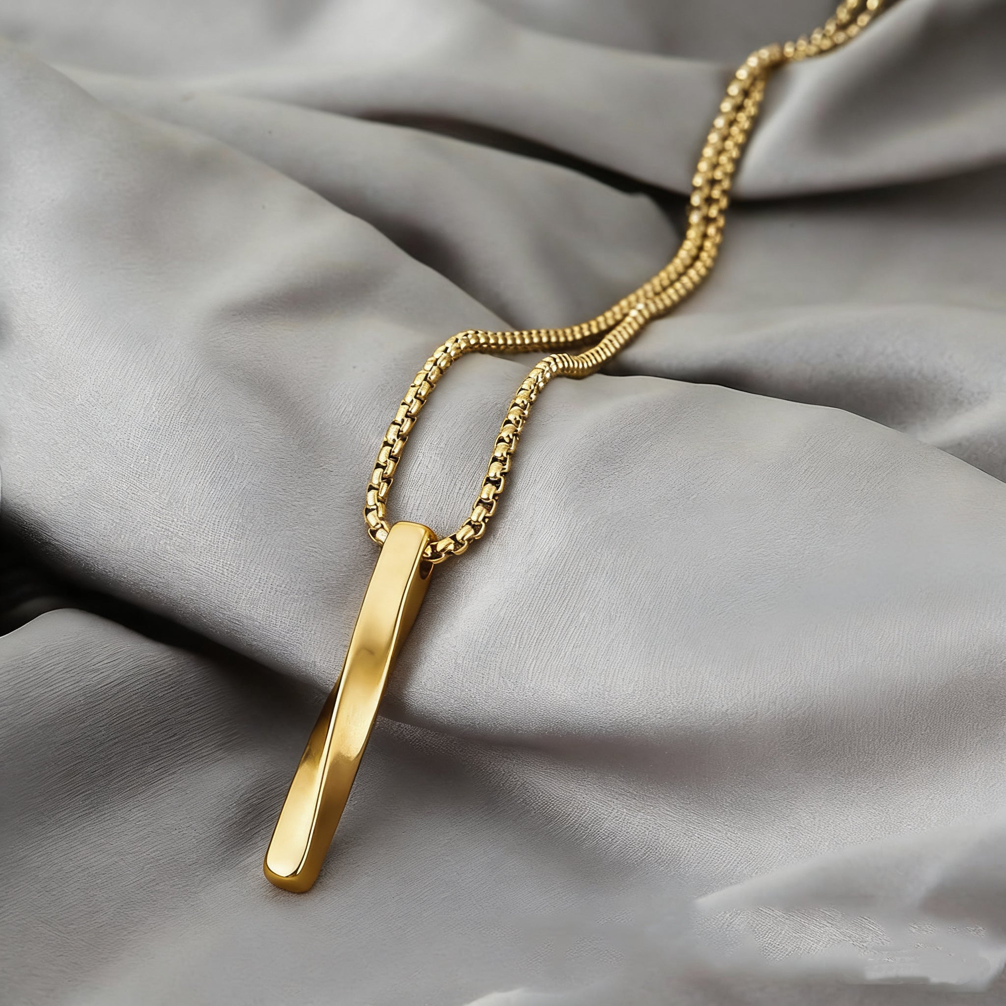 14K Gold Spiral Bar Pendant Necklace--Effortless Everyday Elegance