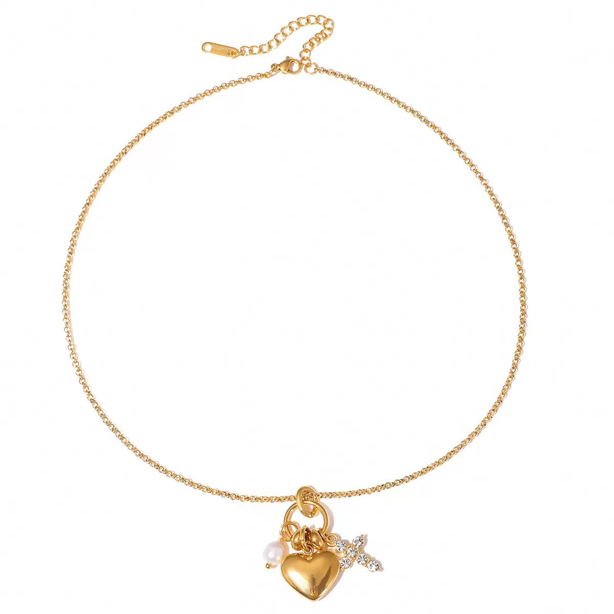 14K Gold Heart Lucky Charm Necklace