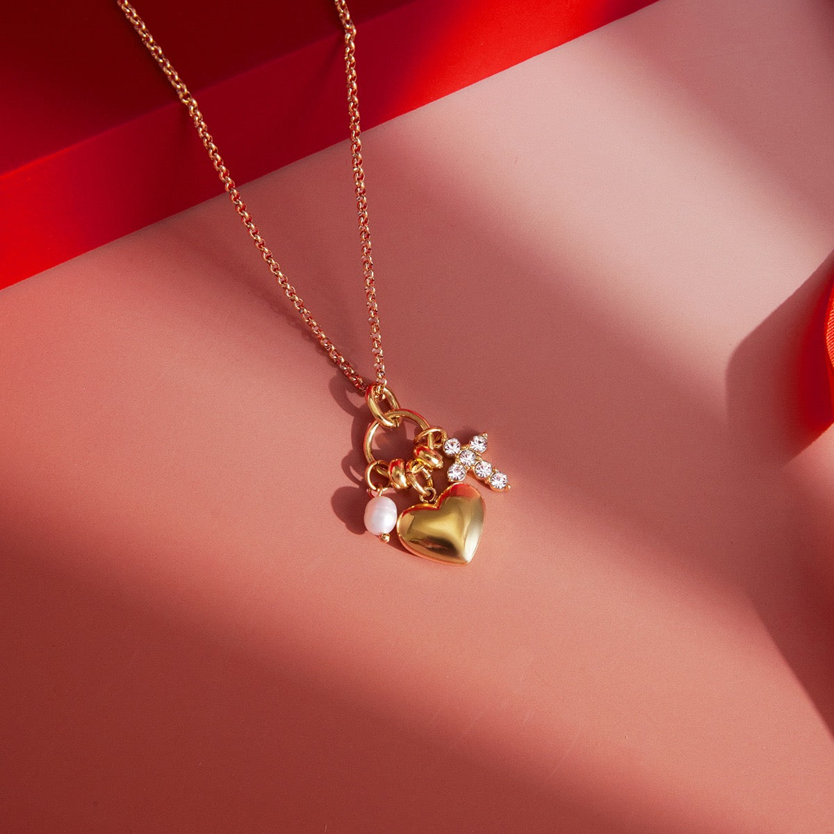 14K Gold Heart Lucky Charm Necklace