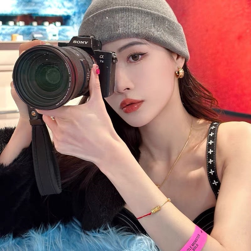 14K Gold Bar Red Cord Bracelet – Minimal Lucky Charm