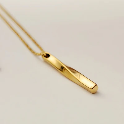 14K Gold Spiral Bar Pendant Necklace--Effortless Everyday Elegance