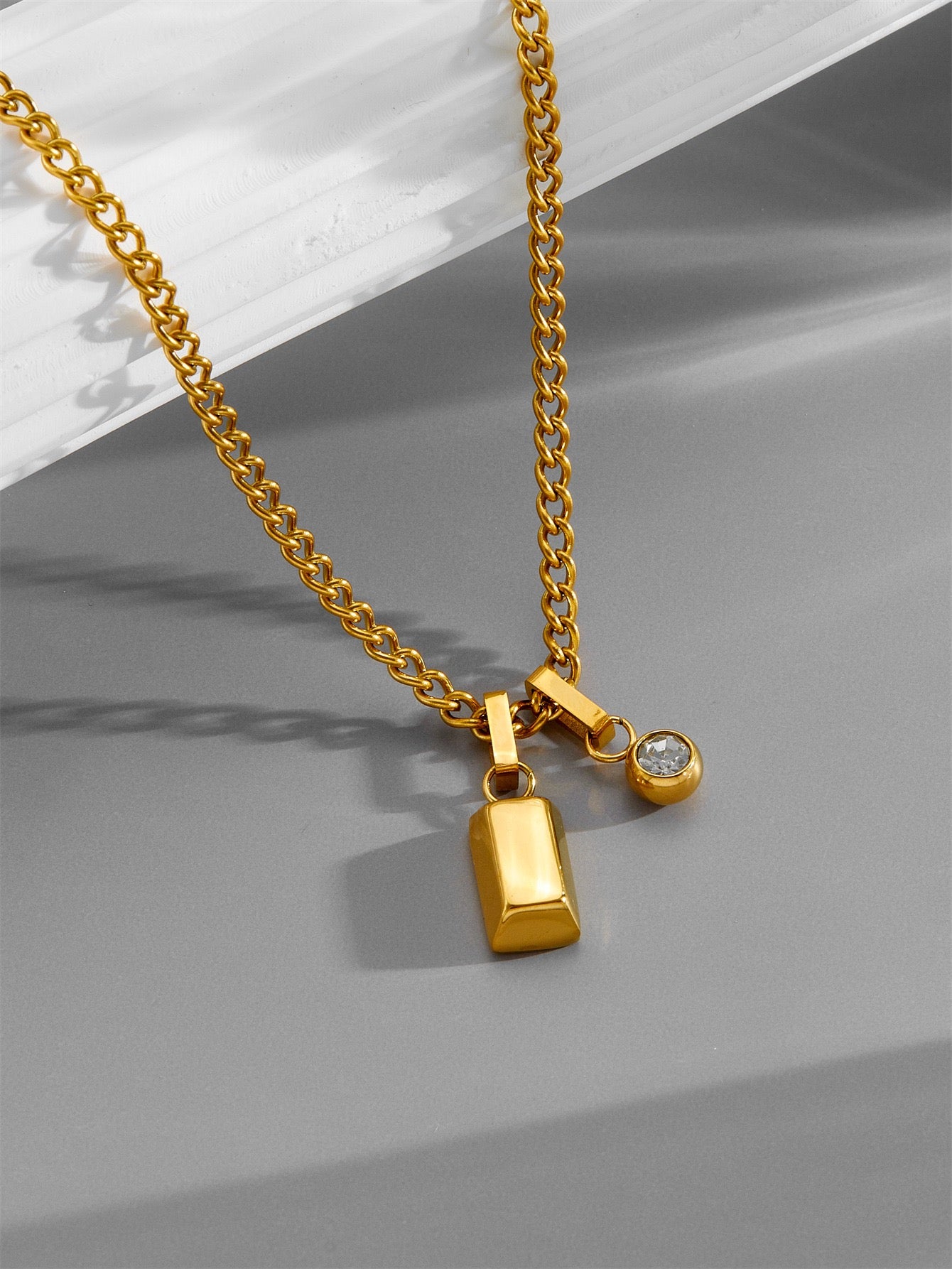 14K Gold Minimal Bar Birthstone Necklace