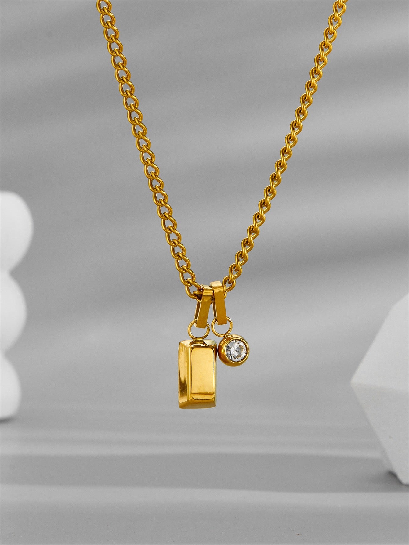 14K Gold Minimal Bar Birthstone Necklace