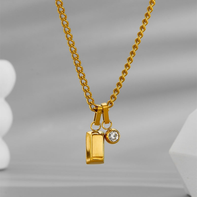 14K Gold Minimal Bar Birthstone Necklace
