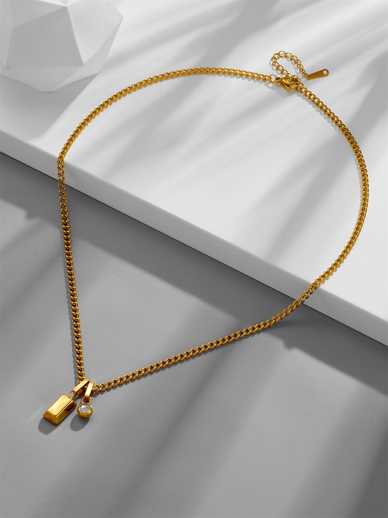 14K Gold Minimal Bar Birthstone Necklace