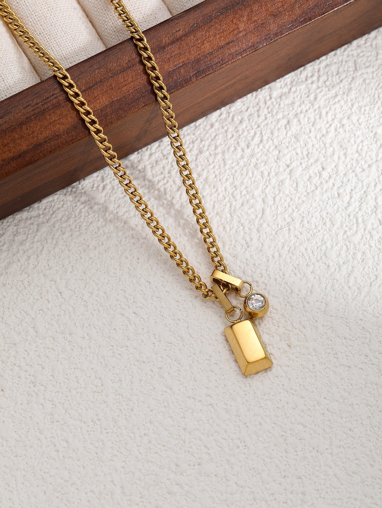 14K Gold Minimal Bar Birthstone Necklace
