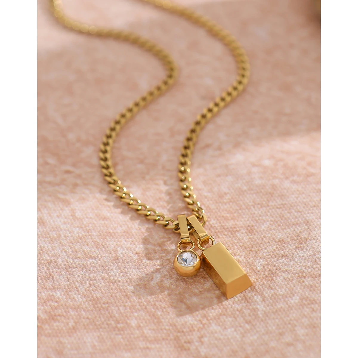 14K Gold Minimal Bar Birthstone Necklace