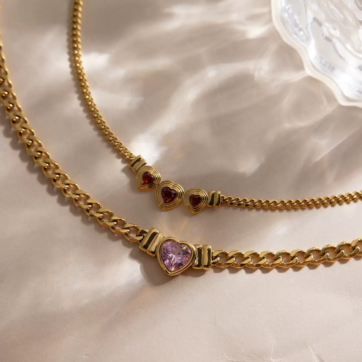 14K Gold Heart Chain Necklace