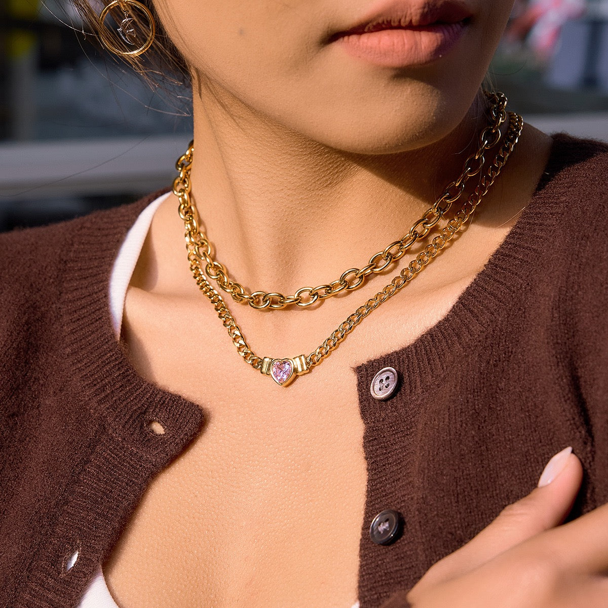 14K Gold Heart Chain Necklace