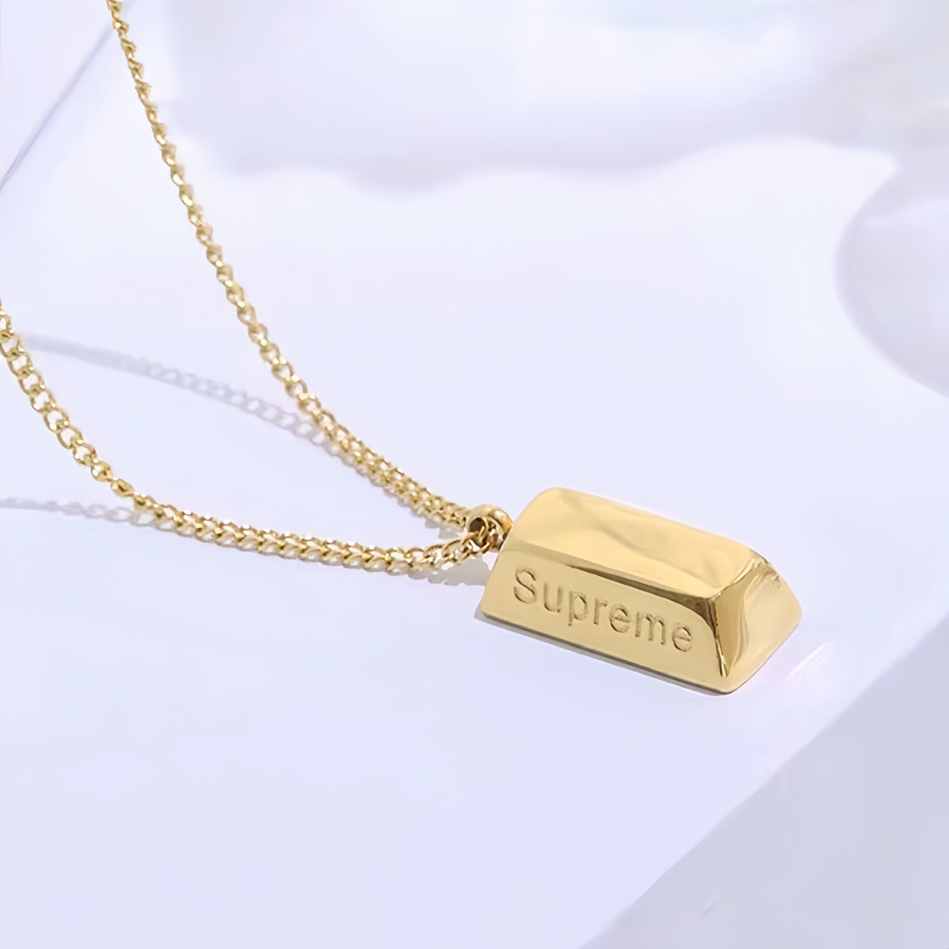 14K Gold Bar Pendant Necklace