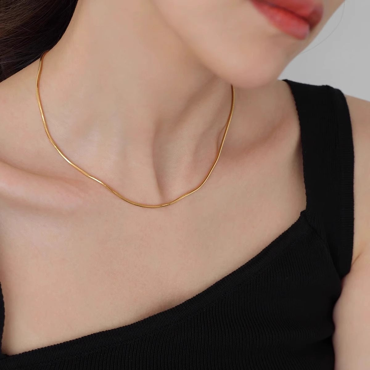 14K Gold Snake Chain(Square) – 1.2mm