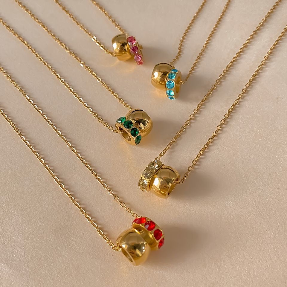 14K Gold Birthstone Charm Necklace