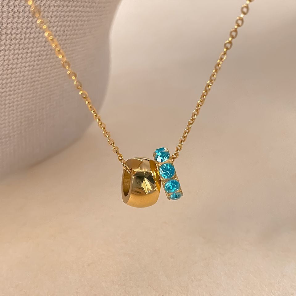 14K Gold Birthstone Charm Necklace