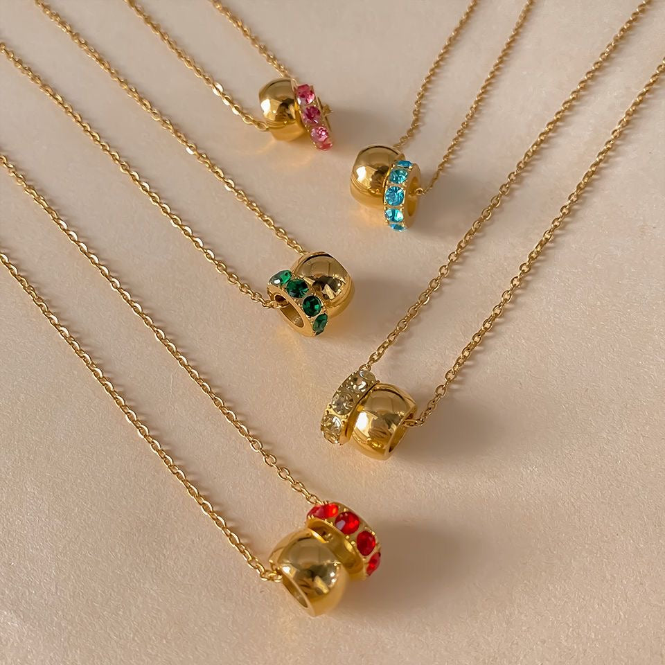 14K Gold Birthstone Charm Necklace
