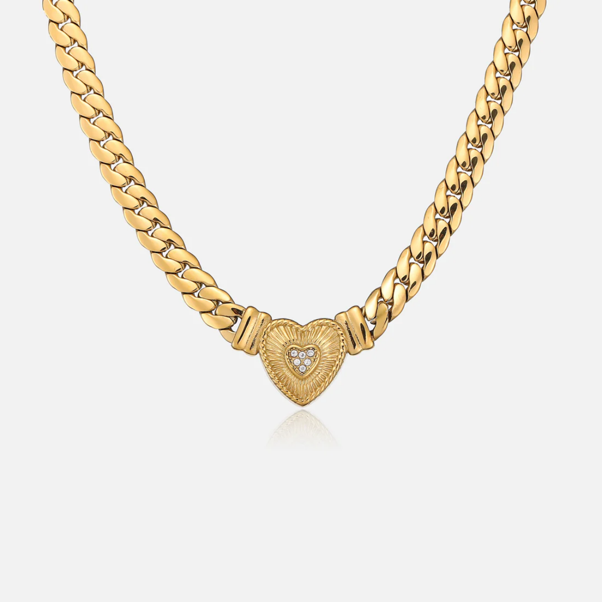 Amoura Crystal Heart Necklace in 14K Gold