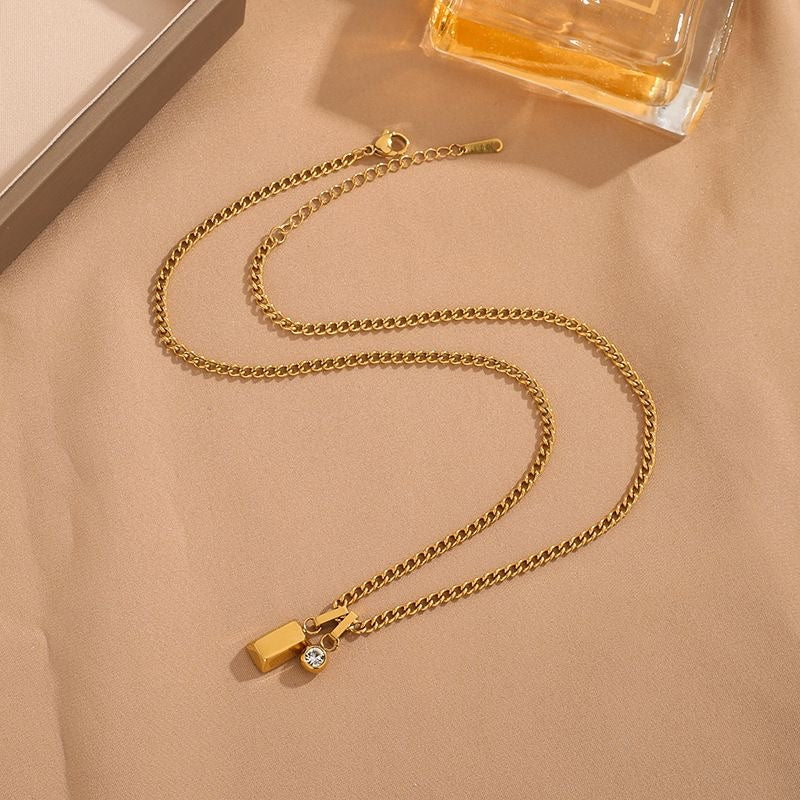 14K Gold Minimal Bar Birthstone Necklace